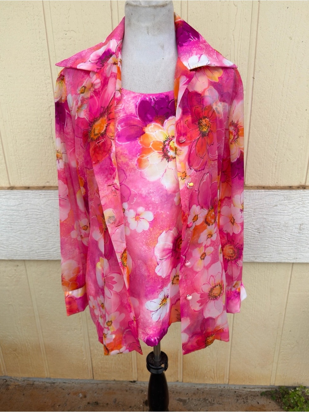 Vintage Liberty House Hawaii Polynesian Casuals 2 Pieces Pink Blouses